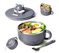 1200ml Instant Ramen Bowl with Lid and Spoon, Instant Noodle Bowl with Handles, Portable Microwave Safe Ramen Cooker for Bento Lunch Soup Noodles (Hoarse)