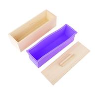1200ML Rectangle Silicone Soap with Lid, DIY Tool for Baking Cake Ice Chocolate, Food Grade Silicone Liner with Detachable Wooden Shell, High Temperature for Toaster