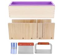 1200ml Soap Mold with Silicone Liner and Adjustable Bread Cutter, DIY Soap Making Kit for Cake Shaped Soaps, Reusable Wooden Mold with Measurement Scale for Home Craft