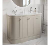 1200mm Beige Curved Freestanding Double Vanity Unit with Basins - Bowland