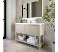 1200mm Beige Fluted Freestanding Double Vanity Unit with Basin - Perla