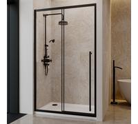 1200mm Black Sliding Shower Door 8mm Glass with Extended Handle - Pavo