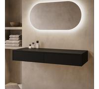 1200mm Black Wall Hung Double Countertop Vanity Unit - Lugo