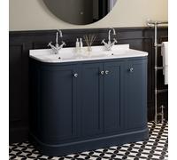 1200mm Blue Curved Freestanding Double Vanity Unit with Basins - Bowland