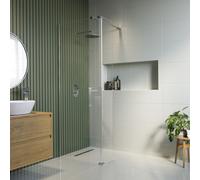 1200mm Chrome Shower Screen for Wet Room & Walk In Shower with 300mm Hinged Flipper Return Panel Corvus