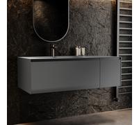 1200mm Grey Fluted Wall Hung Vanity Unit with Aluminium Basin - Venice