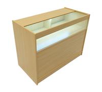 (1200mm W - 1 Display Shelf - With LED's, Maple) Shop Counter LED Light B 900mm Lockable Sliding Doors 2 Keys Retail Storage Unit Display Showcase Cabinet Reception Desk