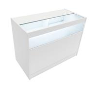 (1200mm W - 1 Display Shelf - With LED's, White) Shop Counter LED Light B 900mm Lockable Sliding Doors 2 Keys Retail Storage Unit Display Showcase Cabinet Reception Desk
