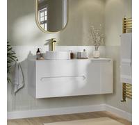 1200mm White Fluted Wall Hung Countertop Vanity Unit with Basin - Melbourne