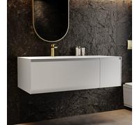 1200mm White Fluted Wall Hung Vanity Unit with Aluminium Basin - Venice