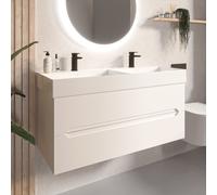 1200mm White Wall Hung Double Vanity Unit with Basins - Morella