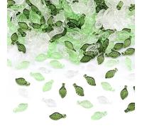 1200pcs Acrylic Leaf Charms Transparent Acrylic Plant Tree Leaf Charms Acrylics Leaves Shaped Beads Charm Small Cute Leafs Pendants for Jewelry Making Earring Bracelet Necklace DIY Craft(3 Colors)