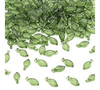 1200pcs Acrylic Leaf Charms Transparent Acrylic Plant Tree Leaf Charms Acrylics Leaves Shaped Beads Charm Small Cute Leafs Pendants for Jewelry Making Earring Bracelet Necklace DIY Craft(Green)