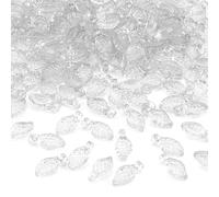 1200pcs Acrylic Leaf Charms Transparent Acrylic Plant Tree Leaf Charms Acrylics Leaves Shaped Beads Charm Small Cute Leafs Pendants for Jewelry Making Earring Bracelet DIY Craft(Transparent White)