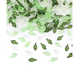 1200pcs Acrylic Leaf Charms Transparent Acrylic Plant Tree Leaf Charms Acrylics Leaves Shaped Beads Charm Small Cute Leafs Pendants for Jewelry Making Earring Bracelet Necklace DIY Craft(3 Colors)