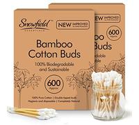 1200pcs Bamboo Cotton Buds for Ear Cleaning - 100% Eco-Friendly Biodegradable & Sustainable Multipurpose Wool Swabs for Makeup Application, Wound & Baby Care, Personal Hygiene and Craft Use (12x100pk)