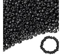 1200Pcs Black Pony Beads Bulk with Holes Plastic, Black Beads for Bracelet