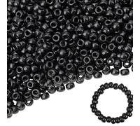 1200Pcs Black Pony Beads Bulk with Holes Plastic, Black Beads for Bracelet Making, Plastic Pearl for DIY Crafts Necklace Earrings Knitting Decorations
