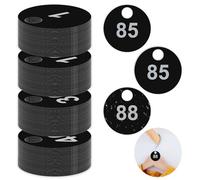 1200Pcs Coat Check Tags Round 2 Part Plastic Number Cards 1.7 inch Check Tickets 1 to 600 with Hole Reusable Coat Room Tags Claim Ticket for Closet Organization Live Event Event Raffle Draws Black