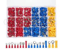 1200PCS Cold Pressure Terminal Set Insulated Wire Crimp Terminals Mixed Butt Ring Spade Piggy Back Quick Disconnect Electrical Connectors Assortment Kit