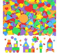 1200Pcs Foam Stickers 6Colors Foam Shape Stickers for Crafts Heart Star Circle Self Adhesive Sticker for Classroom Project Geometric Sticker for Scrapbook School Project Christmas Decor(12,Colorful)