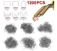 1200pcs Hot Staples Plastic Welding Kit, 6 Types Stainless Steel Wave | Flat Corner Nails for Car Bumper Repair, Compatible with Hot Stapler for welder Tools, 0.6mm 0.8mm