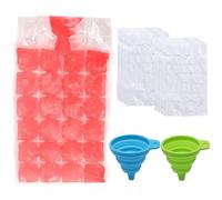 1200Pcs Ice Bags, Ice Cube Bags,Summer Drink Tool for Ice Cube Storage Bags for Freezing Easy-Release Ice Cube Trays with Funnel for Cocktail, Freezer, Coffee, Travel, Chilled Drinks
