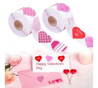 1200Pcs Large Valentine's Day Heart Stickers - 1.5in Love Decorative Stickers, Heart Labels for Teachers Gift Wrapping Card Envelope Craft, 2 Rolls