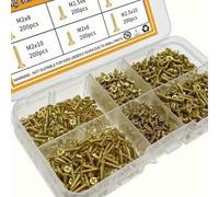 1200Pcs Mixed Self Tapping Screws , 6 Kinds M2,m2.5 Brass And Carbon Steel Cross Recessed Flat,pan Head