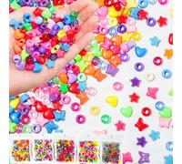 1200pcs Multi-Shape Pony Beads for Jewelry Making,9mm Multicolored Acrylic Kandi Beads,5 Bags Packaged Separately Heart Star Butterfly Clear Glitter Braided Bead