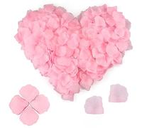 1200pcs Pink Rose Petals, Artificial Rose Flowers for Bedroom, No-Taste Emulation Silk Rose Petals Waterproof Pink Petals for Romantic Scenes Wedding Anniversary, Birthday, Confession Decoration