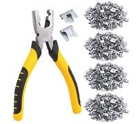 1200pcs Wire Cage Clips with Hog Ring Pliers Fencing Plier Snap-Ring Pliers Hog Wire Fence C Clip for Bird Quail Rabbit Chicken Cage
