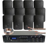 1200W Bluetooth Sound System 12x 200W Black Wall Speaker 6 Zone Matrix Amplifier