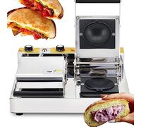 1200W Commercial Gelato Panini Press Electric Ice Cream Sandwich Burger Maker Stuffed Waffle Machine Double Head(220V)