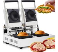 1200W Commercial Gelato Panini Press Electric Ice Cream Sandwich Burger Maker Stuffed Waffle Machine Double Head(110V)