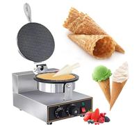 1200W Commercial Waffle Cone Maker, Electric Ice Cream Cone Machine with 50-300°C Adjustable Temperature & 1-5 Minute Timer, Professional Egg Roll & Wafer Maker for Bakeries, Dessert Shops, and Home