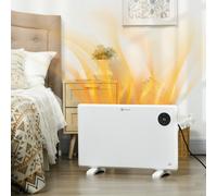 HOMCOM 1200W Space Heater, Freestanding or Wall Mounted, Electric Convector Heater with Adjustable Thermostat, Timer, White