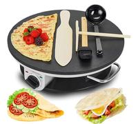 1200W Electric Crepe and Pancake Maker, 12-inch Automatic Pancake Tortillas Maker with Adjustable Temperature, Non-Stick Coating Quesadilla Making Machine for Tortilla Pizza Bread Pita