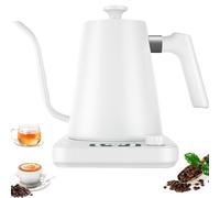1200W Electric Gooseneck Kettle, Coffee & Teapot with Digital Display- Stainless Steel, 0.9L pour over kettle, Electric Tea Kettle with Temperature Control Presets white