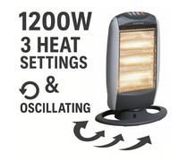 Fine Elements Portable Halogne Heater Instant Heat Electric small Halogen Heater 3 Heat Settings 1200W