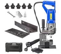 1200W Electric Hydraulic Hole Puncher, Steel Punch Machine with 5 Dies, Accurate Positioning, Hand-held Metal Hole Digger Punching Machine for Iron Copper Aluminum Plate Angle Steel Channel Steel