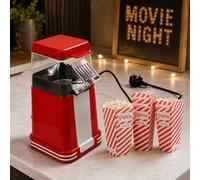 1200W Electric Retro Red Hot Air Popcorn Maker Machine Oil Free With 6 Boxes Set