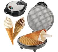 1200W Electric Waffle Cone Maker, Commercial Ice Cream Cone Maker, Nonstick Waffle Baking Iron Machine with Non Stick Heating Plates, Temperature Control, Double Side Heating, for Home Breakfast