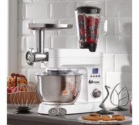 Cooks Professional Multifunction Stand Mixer 1200W with Mincer, Blender, 6.2L Mixing Bowl in White Cooks Professional White