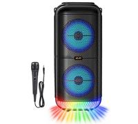 1200W Super Large Outdoor Bluetooth Speaker 6 Inch Double Horn Subwoofer Portable Wireless Column Bass Sound with Mic Black