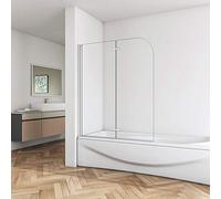 1200x1400mm Bath Shower Screen 2 Folding Bath Screen 180°Pivot Hinge Door Fold Panel 6mm Easy Clean Glass&Seal