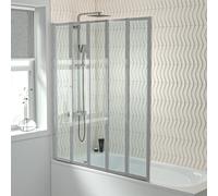 1200x1400mm Bathtub Screen, 4mm Clear Glass - Chrome Aluminium