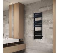 (1200x450mm) NRG Flat Panel Heated Towel Rail Bathroom Rad Radiator Black