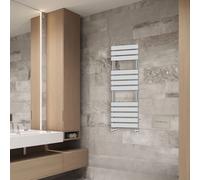 (1200x450mm) NRG Flat Panel Heated Towel Rail Bathroom Rad Radiator Chrome