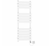 (1200x450mm) NRG Pre-Filled Electric Heated Towel Rail Thermostatic Radiator Bathroom Flat Ladder White